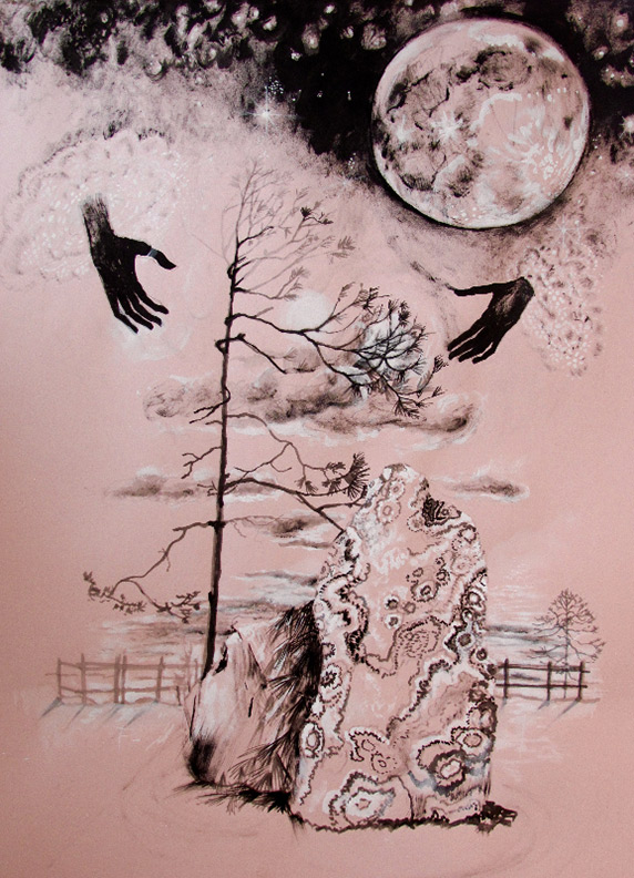 Liz Downing drawing, Gothic Western Pine 