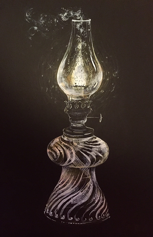 Liz Downing drawing,  Oil Lamp in a Galaxy