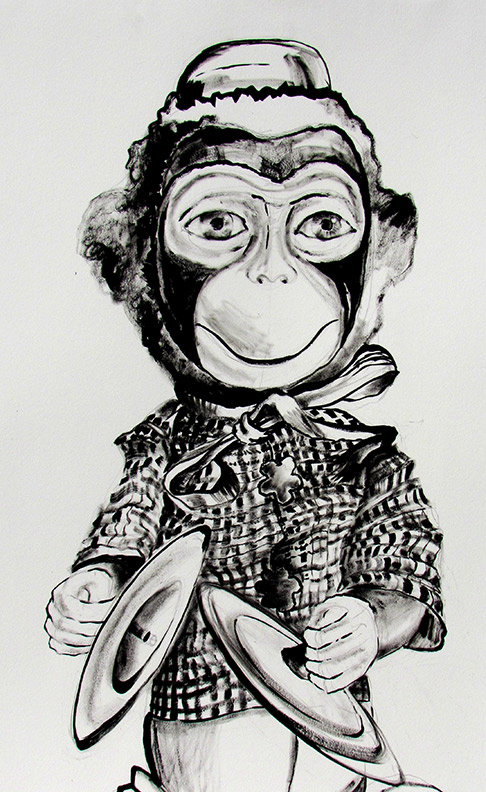 Liz Downing drawing, Wind Up Toy Monkey