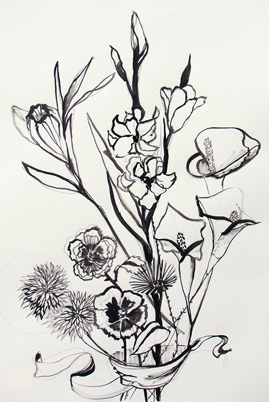 Liz Downing drawing, Bouquet